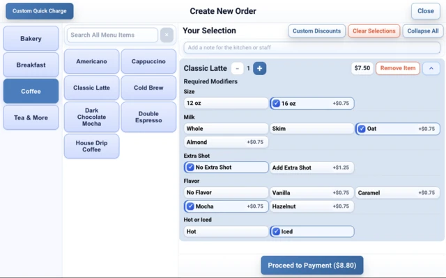TABL bowling concession POS create order screen thumbnail