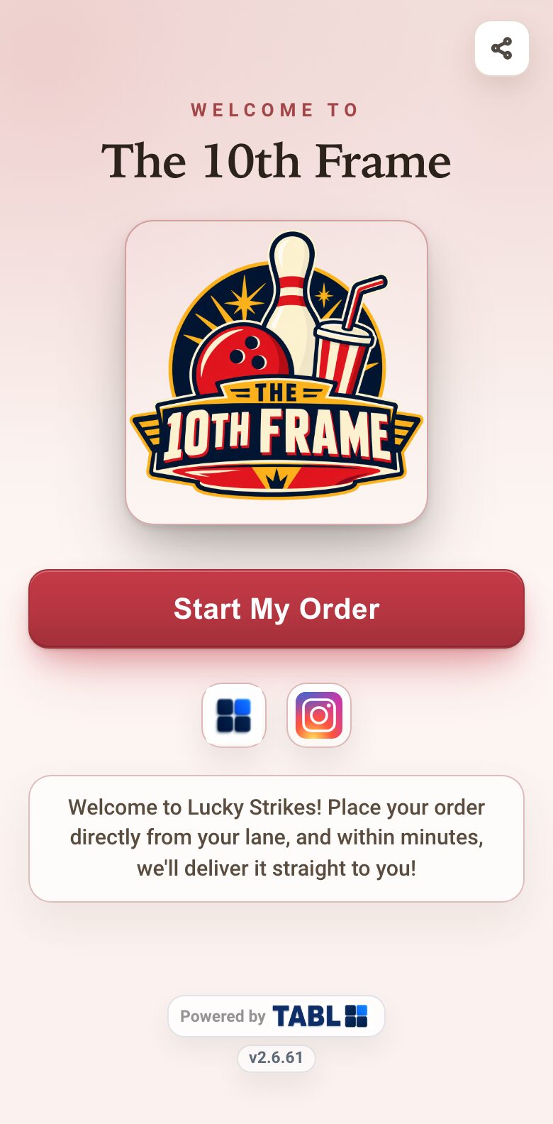 The 10th Frame sample digital menu on a phone